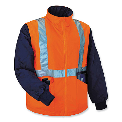 ergodyne GloWear 8385 Class 3 Hi-Vis 4-in-1 Jacket, 3X-Large, Orange (EGO24377)