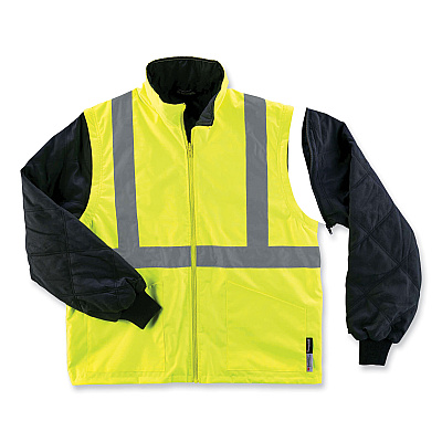 ergodyne GloWear 8385 Class 3 Hi-Vis 4-in-1 Jacket, Small, Lime (EGO24382)