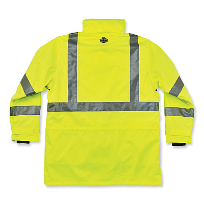 ergodyne GloWear 8385 Class 3 Hi-Vis 4-in-1 Jacket, Large, Lime (EGO24384)