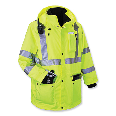 ergodyne GloWear 8385 Class 3 Hi-Vis 4-in-1 Jacket, X-Large, Lime (EGO24385)