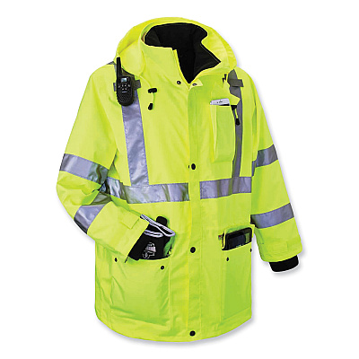 ergodyne GloWear 8385 Class 3 Hi-Vis 4-in-1 Jacket, 2X-Large, Lime (EGO24386)