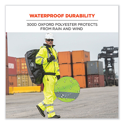 ergodyne GloWear 8915 Class E Hi-Vis Rain Pants, 2X-Large, Lime (EGO24426)
