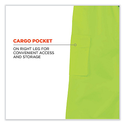 ergodyne GloWear 8915 Class E Hi-Vis Rain Pants, 4X-Large, Lime (EGO24428)
