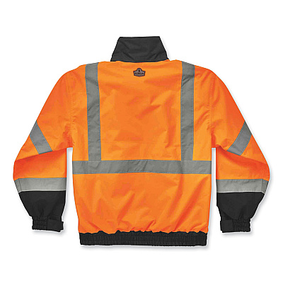 ergodyne GloWear 8379 Class 3 Hi-Vis Fleece Lined Bomber Jacket, Orange, Medium (EGO24463)