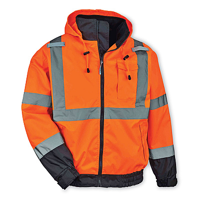 ergodyne GloWear 8379 Class 3 Hi-Vis Fleece Lined Bomber Jacket, Orange, 2X-Large (EGO24466)