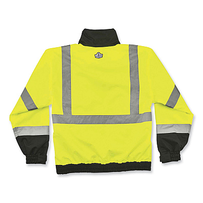 ergodyne GloWear 8379 Class 3 Hi-Vis Fleece Lined Bomber Jacket, Lime, X-Large (EGO24475)