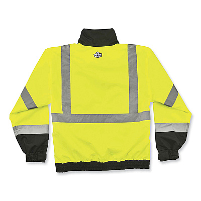 ergodyne GloWear 8379 Class 3 Hi-Vis Fleece Lined Bomber Jacket, Lime, 3X-Large (EGO24477)