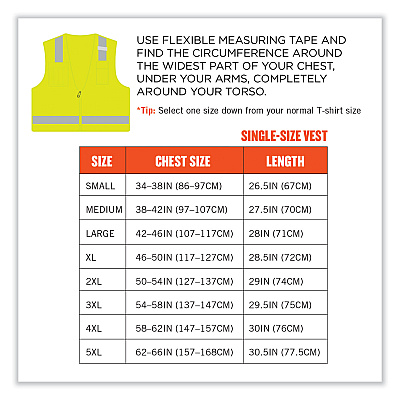 ergodyne GloWear 8249Z-S Single Size Class 2 Economy Surveyors Zipper Vest, Polyester, Small, Lime (EGO24502)