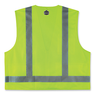 ergodyne GloWear 8249Z-S Single Size Class 2 Economy Surveyors Zipper Vest, Polyester, Large, Lime (EGO24504)