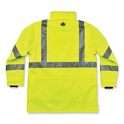 ergodyne GloWear 8385 Class 3 Hi-Vis 4-in-1 Jacket, Medium, Lime (EGO24383)
