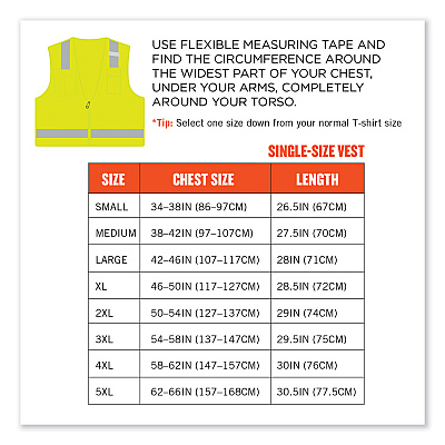 ergodyne GloWear 8249Z-S Single Size Class 2 Economy Surveyors Zipper Vest, Polyester, X-Large, Lime (EGO24505)