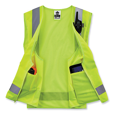 ergodyne GloWear 8249Z-S Single Size Class 2 Economy Surveyors Zipper Vest, Polyester, 2X-Large, Lime (EGO24506)