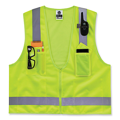 ergodyne GloWear 8249Z-S Single Size Class 2 Economy Surveyors Zipper Vest, Polyester, 2X-Large, Lime (EGO24506)