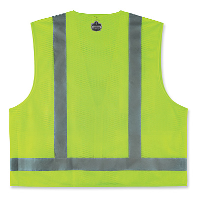 ergodyne GloWear 8249Z-S Single Size Class 2 Economy Surveyors Zipper Vest, Polyester, 5X-Large, Lime (EGO24509)