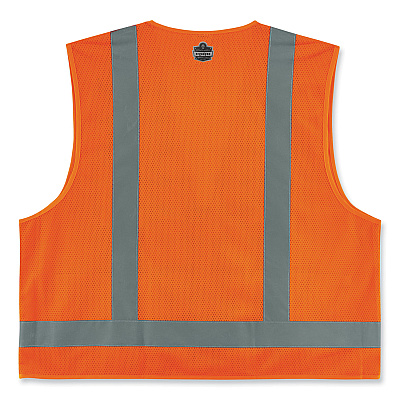 ergodyne GloWear 8249Z-S Single Size Class 2 Economy Surveyors Zipper Vest, Polyester, Large, Orange (EGO24514)