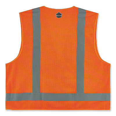 ergodyne GloWear 8249Z-S Single Size Class 2 Economy Surveyors Zipper Vest, Polyester, X-Large, Orange (EGO24515)