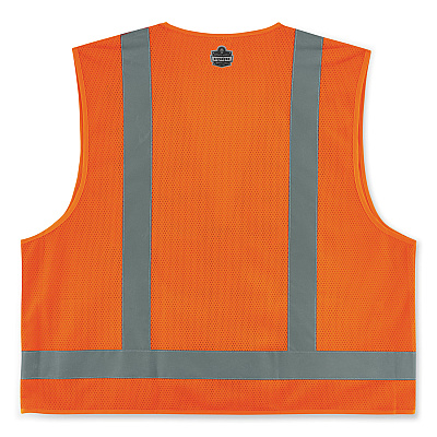 ergodyne GloWear 8249Z-S Single Size Class 2 Economy Surveyors Zipper Vest, Polyester, 2X-Large, Orange (EGO24516)