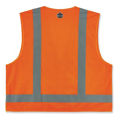 ergodyne GloWear 8249Z-S Single Size Class 2 Economy Surveyors Zipper Vest, Polyester, 3X-Large, Orange (EGO24517)