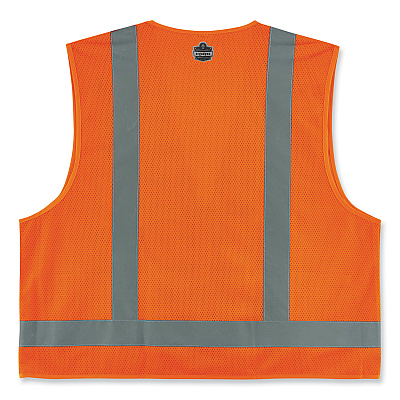 ergodyne GloWear 8249Z-S Single Size Class 2 Economy Surveyors Zipper Vest, Polyester, 4X-Large, Orange (EGO24518)