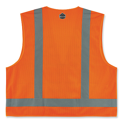 ergodyne GloWear 8249Z-S Single Size Class 2 Economy Surveyors Zipper Vest, Polyester, 5X-Large, Orange (EGO24519)