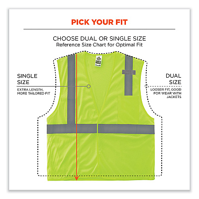 ergodyne GloWear 8210HL-S Single Size Class 2 Economy Mesh Vest, Polyester, X-Small, Lime (EGO24521)