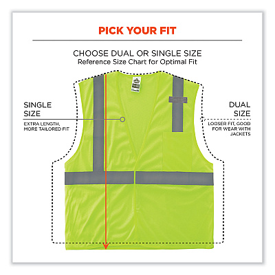ergodyne GloWear 8210HL-S Single Size Class 2 Economy Mesh Vest, Polyester, Small, Lime (EGO24522)