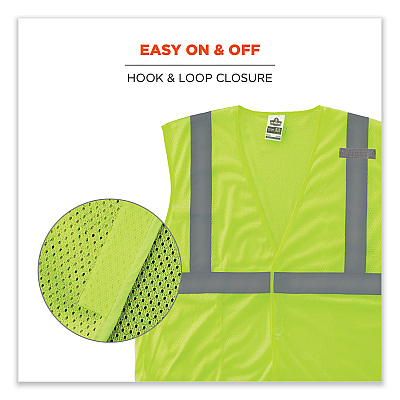 ergodyne GloWear 8210HL-S Single Size Class 2 Economy Mesh Vest, Polyester, 5X-Large, Lime (EGO24529)