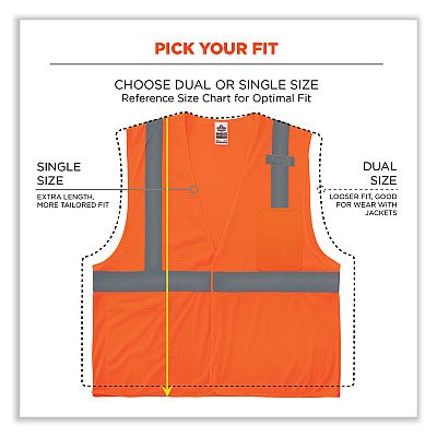 ergodyne GloWear 8210HL-S Single Size Class 2 Economy Mesh Vest, Polyester, Small, Orange (EGO24532)