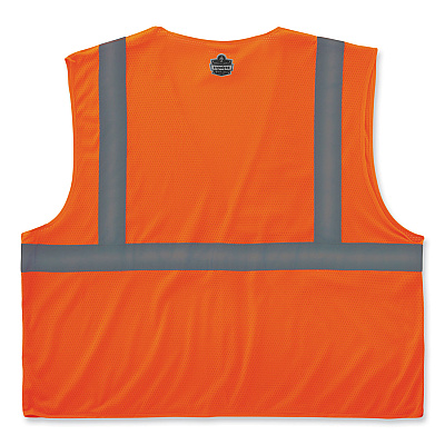 ergodyne GloWear 8210HL-S Single Size Class 2 Economy Mesh Vest, Polyester, Large, Orange (EGO24534)