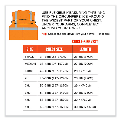 ergodyne GloWear 8210HL-S Single Size Class 2 Economy Mesh Vest, Polyester, Large, Orange (EGO24534)