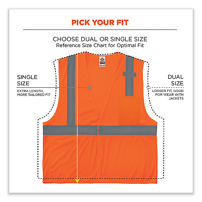 ergodyne GloWear 8210HL-S Single Size Class 2 Economy Mesh Vest, Polyester, 2X-Large, Orange (EGO24536)
