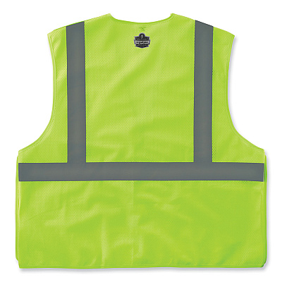 ergodyne GloWear 8215BA-S Single Size Class 2 Economy Breakaway Mesh Vest, Polyester, Small, Lime (EGO24542)