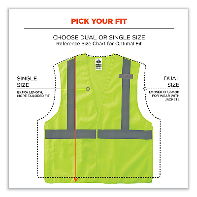 ergodyne GloWear 8215BA-S Single Size Class 2 Economy Breakaway Mesh Vest, Polyester, Small, Lime (EGO24542)