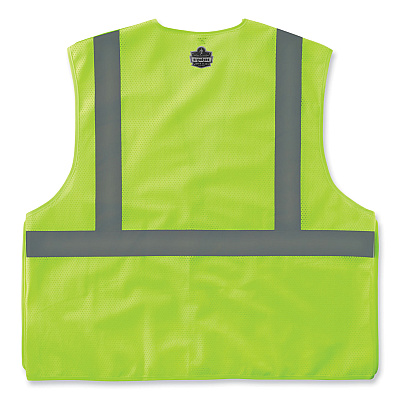 ergodyne GloWear 8215BA-S Single Size Class 2 Economy Breakaway Mesh Vest, Polyester, Medium, Lime (EGO24543)