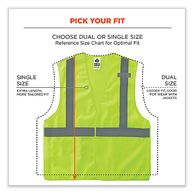 ergodyne GloWear 8215BA-S Single Size Class 2 Economy Breakaway Mesh Vest, Polyester, Medium, Lime (EGO24543)