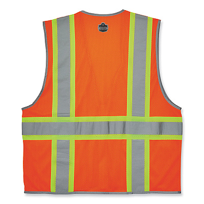 ergodyne GloWear 8246Z-S Single Size Class 2 Two-Tone Mesh Vest, Polyester, 3X-Large, Orange (EGO24577)