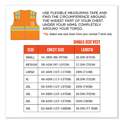 ergodyne GloWear 8246Z-S Single Size Class 2 Two-Tone Mesh Vest, Polyester, Large, Orange (EGO24574)