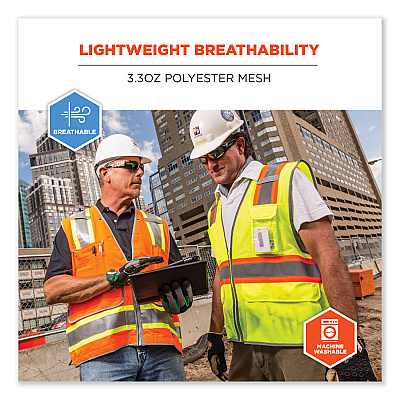 ergodyne GloWear 8246Z-S Single Size Class 2 Two-Tone Mesh Vest, Polyester, Large, Orange (EGO24574)