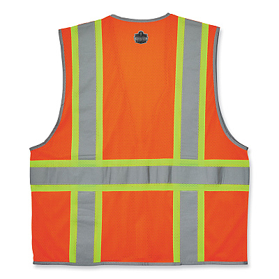 ergodyne GloWear 8246Z-S Single Size Class 2 Two-Tone Mesh Vest, Polyester, Medium, Orange (EGO24573)