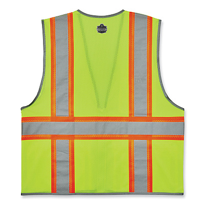 ergodyne GloWear 8246Z-S Single Size Class 2 Two-Tone Mesh Vest, Polyester, X-Large, Lime (EGO24565)