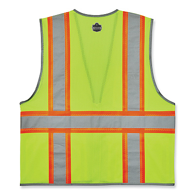 ergodyne GloWear 8246Z-S Single Size Class 2 Two-Tone Mesh Vest, Polyester, Large, Lime (EGO24564)