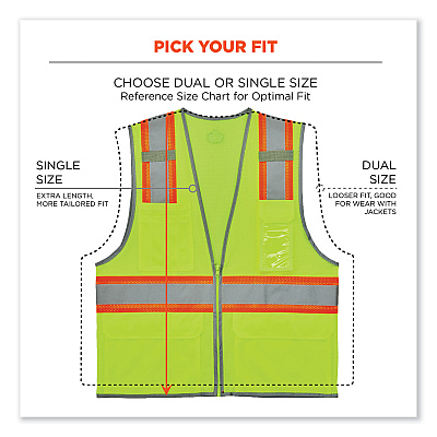 ergodyne GloWear 8246Z-S Single Size Class 2 Two-Tone Mesh Vest, Polyester, Small, Lime (EGO24562)