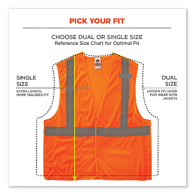 ergodyne GloWear 8215BA-S Single Size Class 2 Economy Breakaway Mesh Vest, Polyester, 4X-Large, Orange (EGO24558)