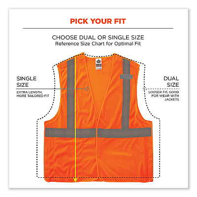 ergodyne GloWear 8215BA-S Single Size Class 2 Economy Breakaway Mesh Vest, Polyester, 3X-Large, Orange (EGO24557)
