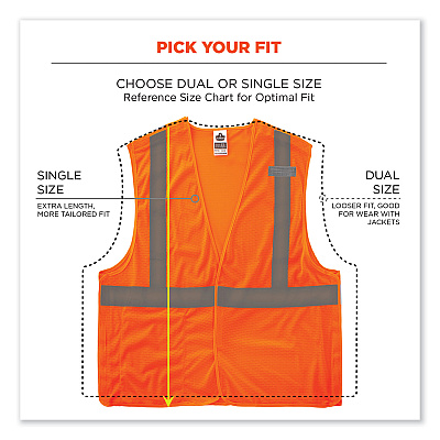 ergodyne GloWear 8215BA-S Single Size Class 2 Economy Breakaway Mesh Vest, Polyester, 2X-Large, Orange (EGO24556)