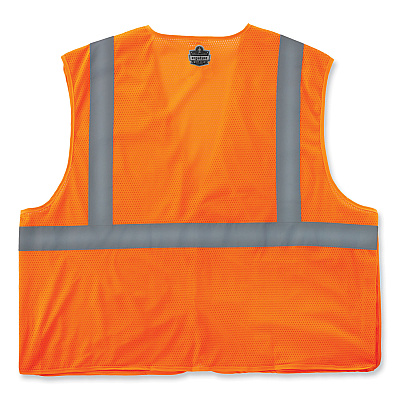 ergodyne GloWear 8215BA-S Single Size Class 2 Economy Breakaway Mesh Vest, Polyester, Small, Orange (EGO24552)