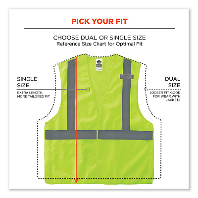 ergodyne GloWear 8215BA-S Single Size Class 2 Economy Breakaway Mesh Vest, Polyester, 5X-Large, Lime (EGO24549)