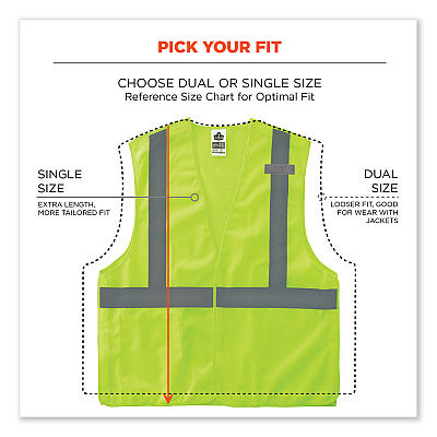 ergodyne GloWear 8215BA-S Single Size Class 2 Economy Breakaway Mesh Vest, Polyester, 4X-Large, Lime (EGO24548)