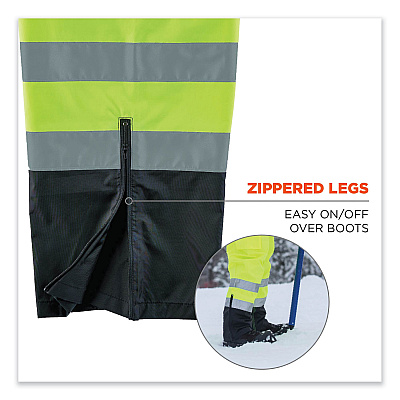 ergodyne GloWear 8918BK Class E Hi-Vis Rain Bibs Black Bottom, Small, Lime (EGO25012)