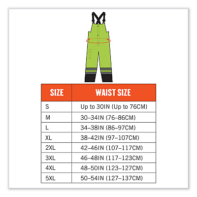 ergodyne GloWear 8918BK Class E Hi-Vis Rain Bibs Black Bottom, Large, Lime (EGO25014)
